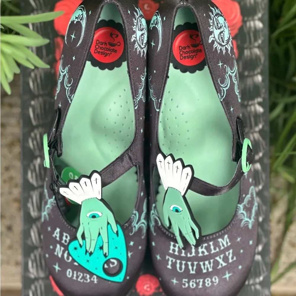 Hot Chocolate Design Ouija Mary Jane Heels Size 36 size 6.5 Spooky Goth Shoes - Picture 1 of 11